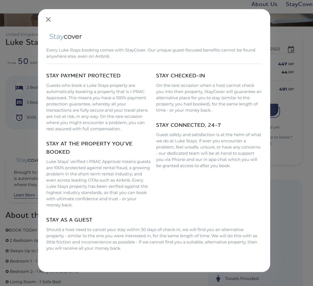 direct booking features and cover with Luke Stays