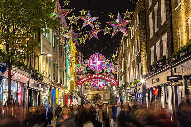 Christmas festive lights and celebration in Carnaby street London