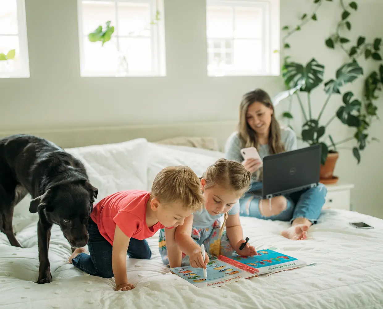 mom who works remotely can focus more on her family