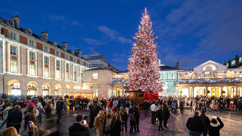 Christmas tree and celebration in convent garden London