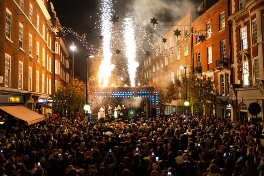 Christmas party and celebration in Oxford street London